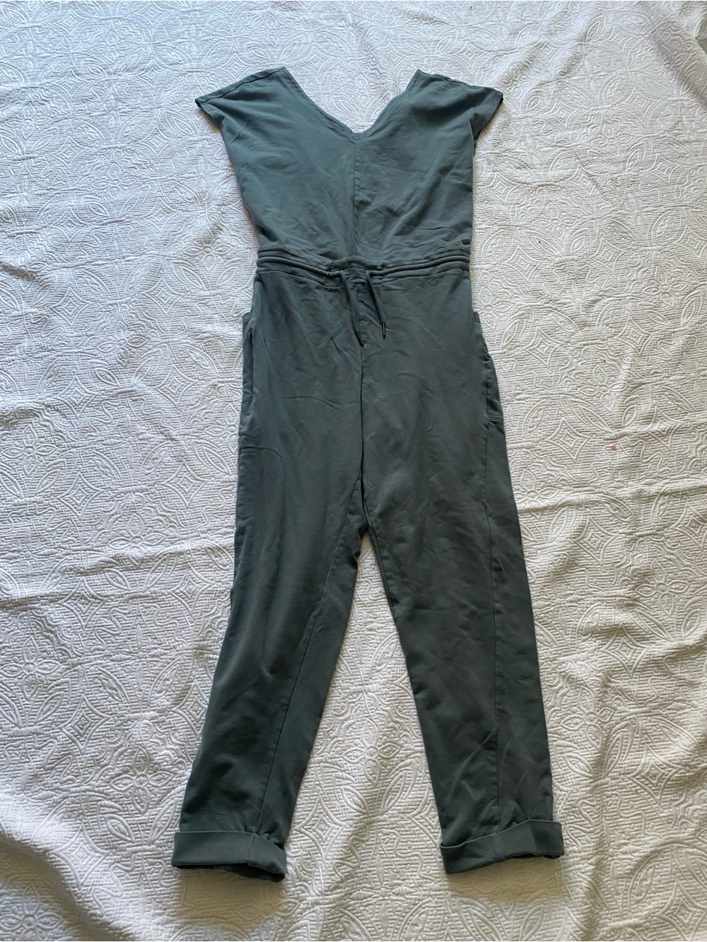 Patagonia Slate Gray V-Neck Drawstring Jumpsuit